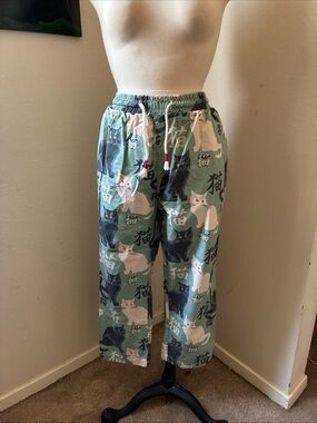 Kidoriman Cat Kanji Pants Tagged Size L Japanese Streetwear Neko Lounge Pants